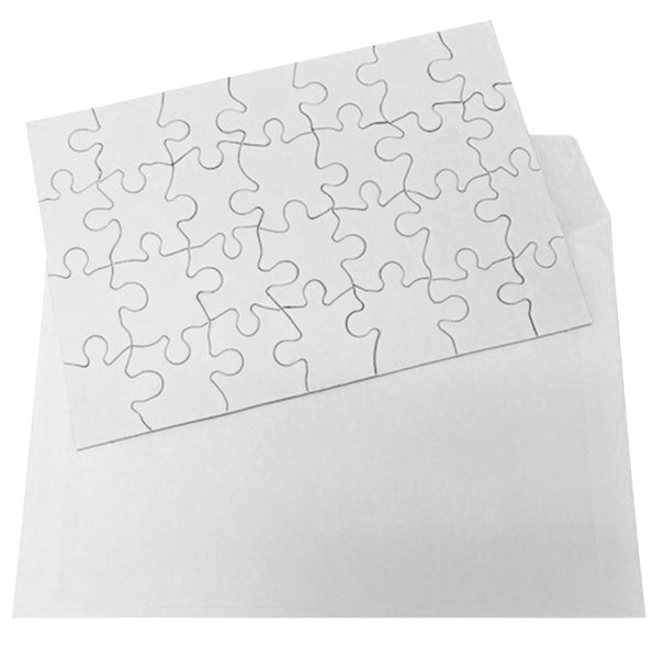 Inovart Puzzle-It 63-Piece Blank Puzzles w/Envelopes, 24 Puzzles w/  Envelopes Per Package, 8 -1/2 x 11, White